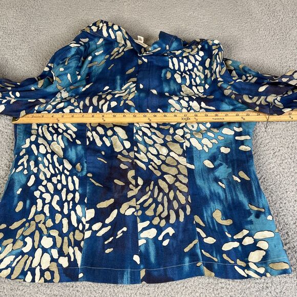 Coldwater Creek Jacket Womens PXL Petite Blue Linen Blend One Button Coat - Picture 8 of 10